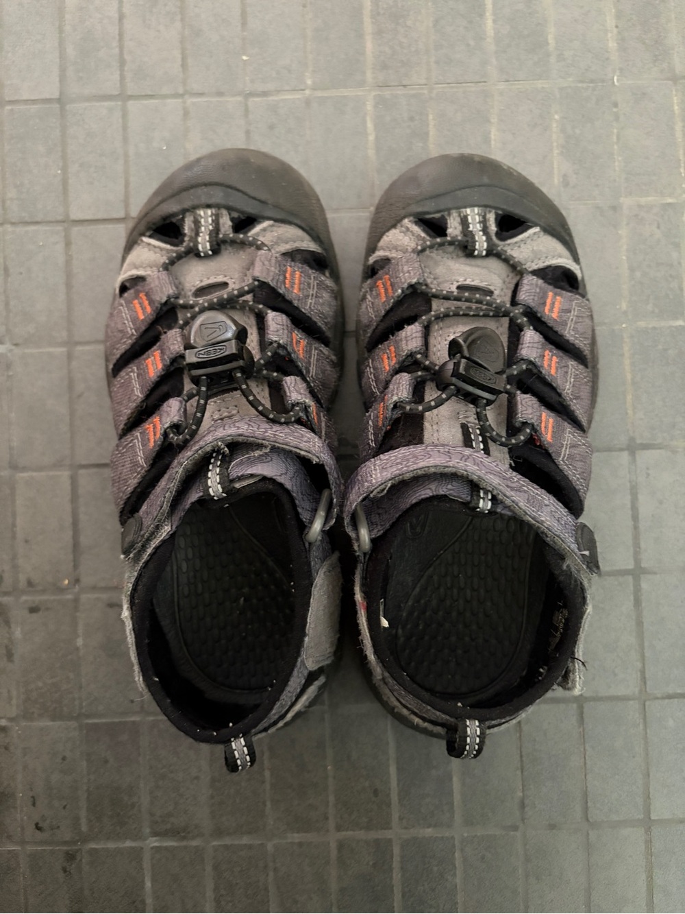 Keen Kids Gray Sandals with Orange Accents